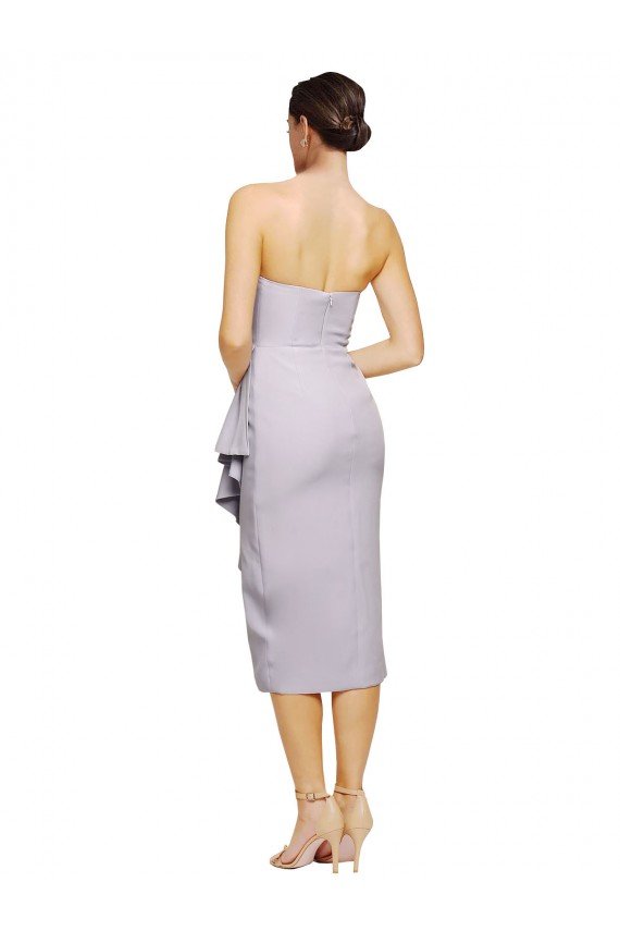 Short Cocktail Length Strapless Formal Crepe Bridesmaid Dress / Prom Dress with Ruffles Bristol