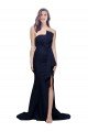 Long Strapless Sweep Train Low Back Crepe Bridesmaid Dress / Prom Dress Bristol