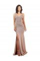 Fishtail Shape V-Neck Formal Crepe Bridesmaid Dress / Prom Dress with Slit Bristol