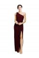 One Shoulder Sheath Formal Crepe Bridesmaid Dress / Prom Dress with High Side Split Bristol