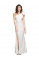 One Shoulder Long Full Length Formal Crepe Bridesmaid Dress / Prom Dress with Ruffles and Side Split Bristol