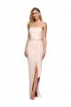 Full Length Low Back Strapless Formal Crepe Bridesmaid Dress / Prom Dress with Thigh High Side Split Bristol