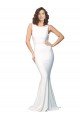 High Neck Low V-Back Long Formal Crepe Bridesmaid Dress / Prom Dress Bristol