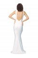 High Neck Low V-Back Long Formal Crepe Bridesmaid Dress / Prom Dress Bristol
