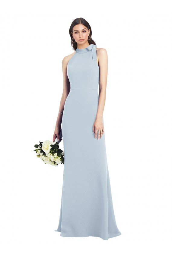 Halter Bow Neck Open Back Soft Full Length Trumpet Bridesmaid Dress / Prom Dress Bristol