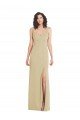 Wide Strap Slash Cutout Empire Formal Crepe Bridesmaid Dress / Prom Dress with Front Slit Bristol