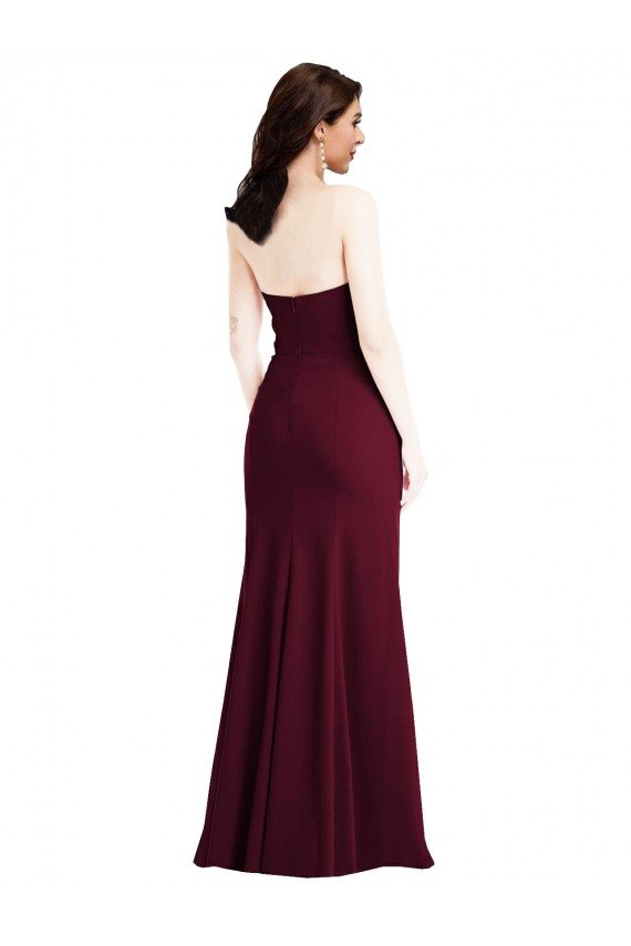 Strapless Crepe Maxi Bridesmaid Dress / Prom Dress with Front Slit Bristol