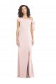 Off the Shoulder Tie Detail Trumpet Formal Crepe Bridesmaid Dress / Prom Dress with Front Slit Bristol