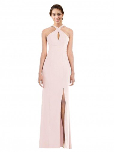 Criss Cross Halter Princess Line Trumpet Formal Crepe Bridesmaid Dress / Prom Dress Bristol