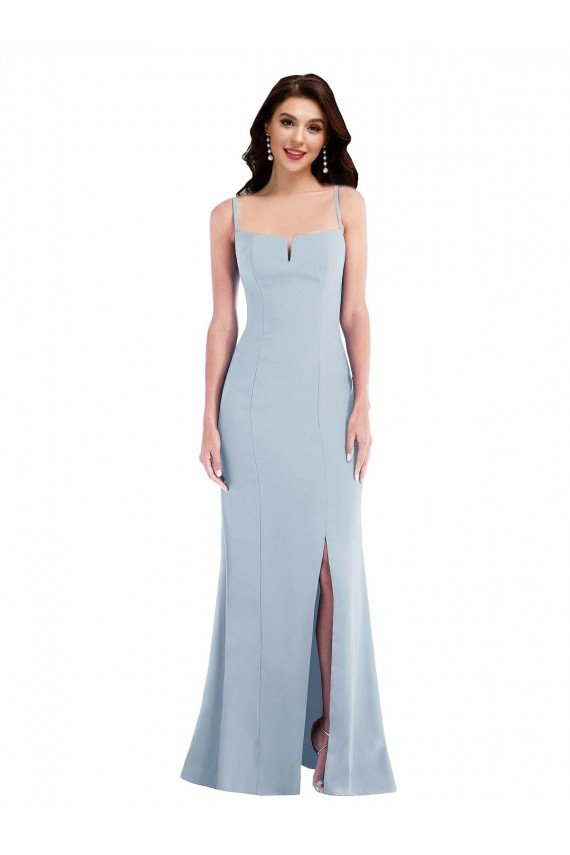 Flattering Trumpet Maxi Formal Crepe Bridesmaid Dress / Prom Dress with Front Slit Bristol