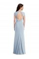 Cap Sleeve Open Back Trumpet Formal Crepe Bridesmaid Dress / Prom Dress with Front Slit Bristol