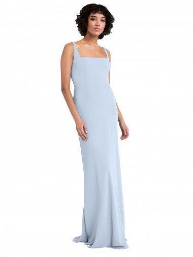 Slim Square Neck Fit and Flare Full Length Stretch Crepe Bridesmaid Dress / Prom Dress Bristol