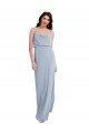 Draped Cowl Neck Long Formal Crepe Bridesmaid Dress / Prom Dress with Spaghetti Straps Bristol