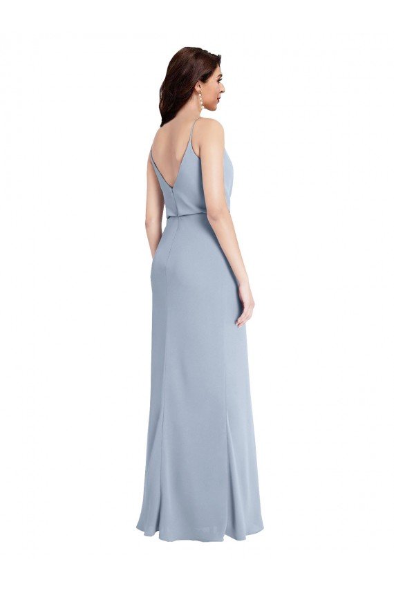 Draped Cowl Neck Long Formal Crepe Bridesmaid Dress / Prom Dress with Spaghetti Straps Bristol