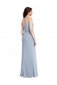 Draped Cowl Neck Long Formal Crepe Bridesmaid Dress / Prom Dress with Spaghetti Straps Bristol