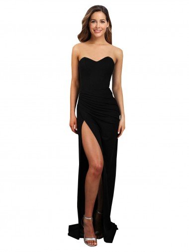 Corset Style Strapless Formal Crepe Bridesmaid Dress / Prom Dress with High Split Bristol