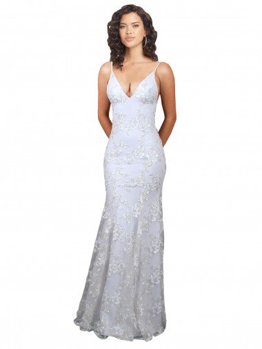 V-Neckline Backless Floral Patterned Sequin Formal Bridesmaid Dress / Prom Dress Bristol