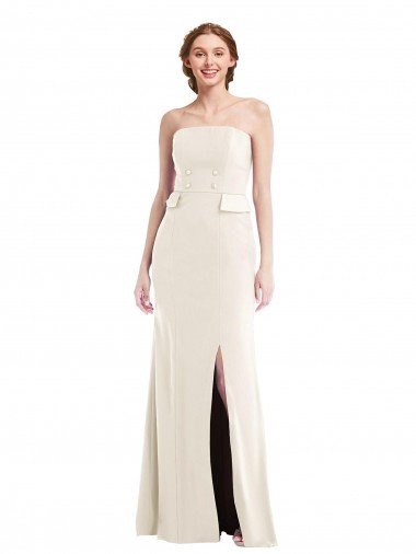 Long Strapless Tuxedo Maxi Bridesmaid Dress / Prom Dress with Front Slit Bristol