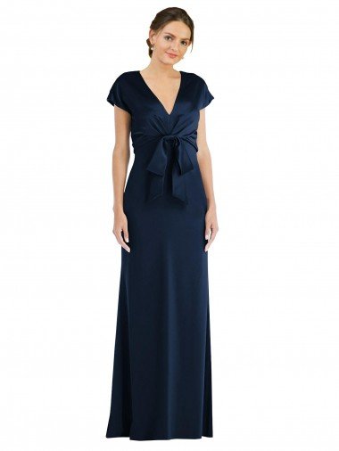 Soft Bow Blouson Bodice Trumpet Formal Crepe Bridesmaid Dress / Prom Dress Bristol