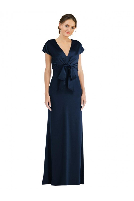 Soft Bow Blouson Bodice Trumpet Formal Crepe Bridesmaid Dress / Prom Dress Bristol