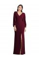 Long Puff Sleeve V-Neck Trumpet Bridesmaid Maxi Dress Bristol