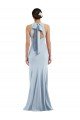 Cutout Open Back Halter Maxi Formal Crepe Bridesmaid Dress / Prom Dress with Scarf Tie Bristol