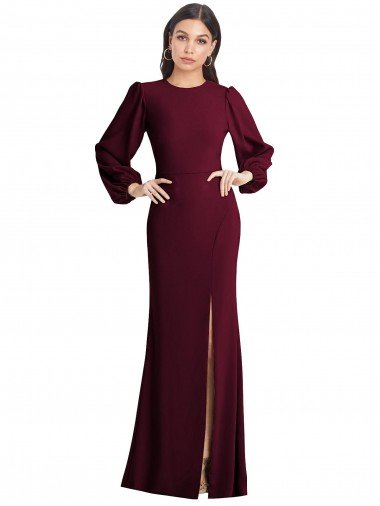 Puff Sleeves Long Maxi Briddesmaid Dress with Cutout Tie Back Bristol