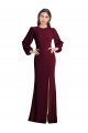 Puff Sleeves Long Maxi Briddesmaid Dress with Cutout Tie Back Bristol