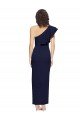 Ruched Floor Length Long Formal Crepe Bridesmaid Dress / Prom Dress with Shoulder Ruffles Bristol