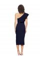 Ruched Midi Length Short Cocktail Formal Crepe Bridesmaid Dress / Prom Dress with Shoulder Ruffles Bristol