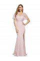 Crepe Long Sweetheart Neckline Formal Bridesmaid Dress / Prom Dress with Tulle Overlay Shoulders Bristol