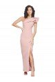 Full Length One Shoulder Formal Crepe Bridesmaid Dress / Prom Dress with Side Leg Split Bristol