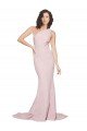 Long Sweep Train One Shoulder Crepe Bridesmaid Dress / Prom Dress with Side Leg Split Bristol