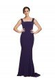 Square Neck Long Sweep Train Crepe Bridesmaid Dress / Prom Dress with Thick Straps Bristol