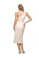 Midi Length One Shoulder Formal Crepe Bridesmaid Dress / Cocktail Prom Dress with Thigh High Side Split Bristol