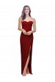 Straight Pencil Skirt Long Sweetheart Formal Crepe Bridesmaid Dress / Prom Dress with High Side Split Bristol