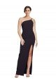 Long Floor Length Formal Crepe Bridesmaid Dress / Prom Dress with Side Split and One Strap Bristol