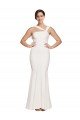 Full Length Square Neck Formal Crepe Bridesmaid Dress / Prom Dress with Asymmetrical Straps and Bow Back Bristol