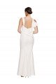 Full Length Square Neck Formal Crepe Bridesmaid Dress / Prom Dress with Asymmetrical Straps and Bow Back Bristol