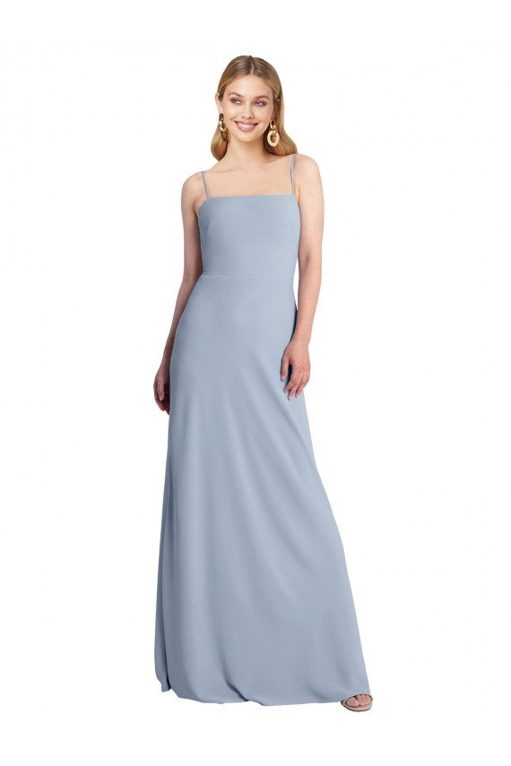 Straight Neckline Crepe Slip Bridesmaid Dress / Prom Dress with Strappy Back Bristol