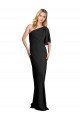 Pleated One Shoulder Flutter Sleeves Slim Formal Crepe Bridesmaid Dress / Prom Dress Bristol