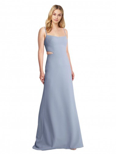 Feminine Scoop Neckline Long Crepe Slip Bridesmaid Dress / Prom Dress  Bristol