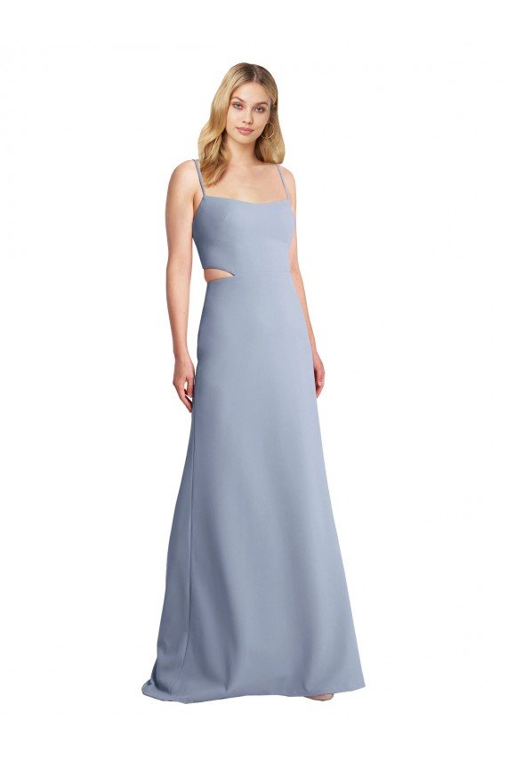 Feminine Scoop Neckline Long Crepe Slip Bridesmaid Dress / Prom Dress  Bristol