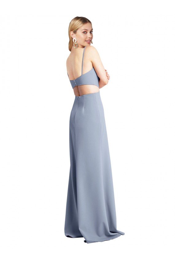 Feminine Scoop Neckline Long Crepe Slip Bridesmaid Dress / Prom Dress  Bristol