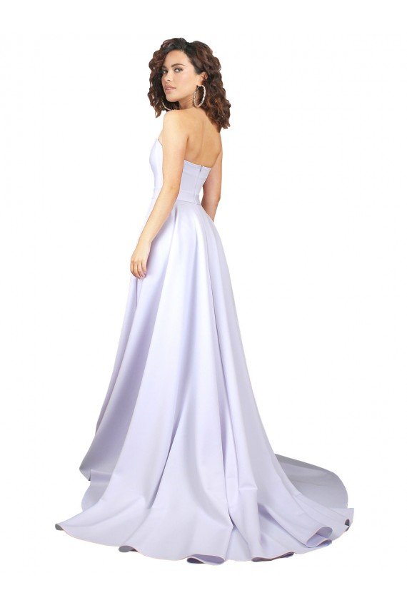 Simple Sweetheart A-Line Long Crepe Beach Wedding Dress with Front Slit Bristol
