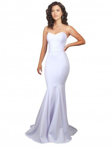 Simple Long Strapless Sweetheart Mermaid Crepe Beach Wedding Dress Bristol