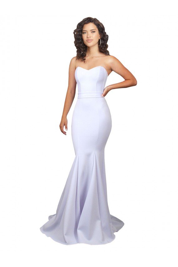 Simple Long Strapless Sweetheart Mermaid Crepe Beach Wedding Dress Bristol