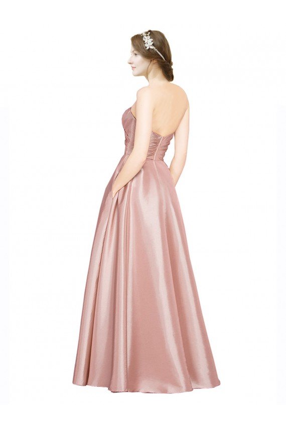 Long Plated Strapless Sweetheat Formal Stretch Satin Bridesmaid Dress / Prom Dress Bristol
