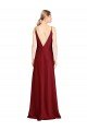 Floor Length Deep V-Back Formal Stretch Satin Bridesmaid Dress / Prom Dress with Front Slit Bristol
