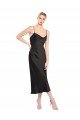 Cowl Neck Midi Length Short Cocktail Formal Stretch Satin Slip Bridesmaid Dress / Prom Dress Bristol